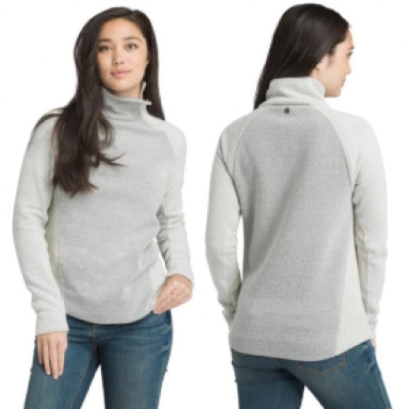 Prana Tops - PRANA Brandie Wool Blend Fleece Lined Snap Button Collar Mock Neck Sweater